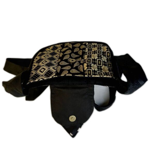 Charmonix Tergal Necktie Bag Wm's Crossbody 7.5"x10.5" Blk/Gold Fabric Print - Picture 8 of 10